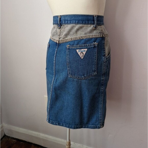 Vintage Two Tone Denim Skirt by Feluchi- 26" Waist - Picture 5 of 7